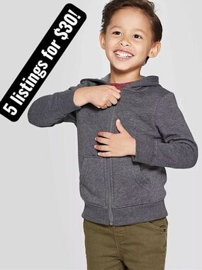 Cat & Jack 2T Toddler Boys' Dark Gray Zip-Up Hoodie Jacket 2T Like New